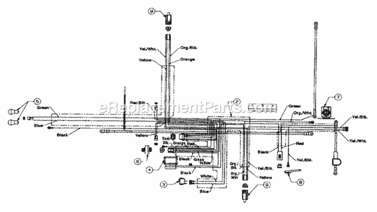 Electrical (Over Head Valve) Diagram and Parts List for 13A4662F129 2001 Yard Machines Lawn Tractor
